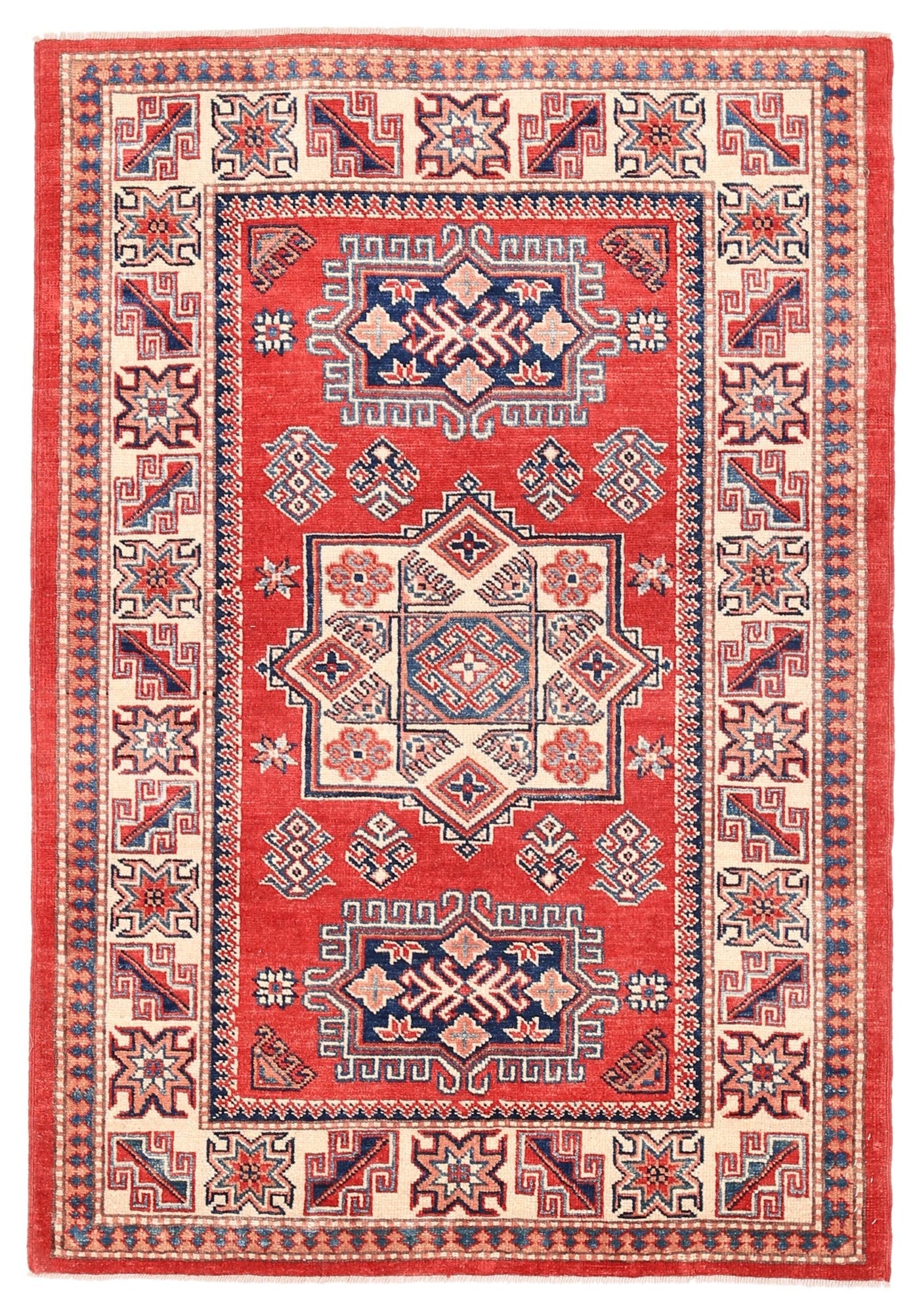 Canvello Kazak Hand-Knotted Wool Area Rug- 3'11" X 5'9"