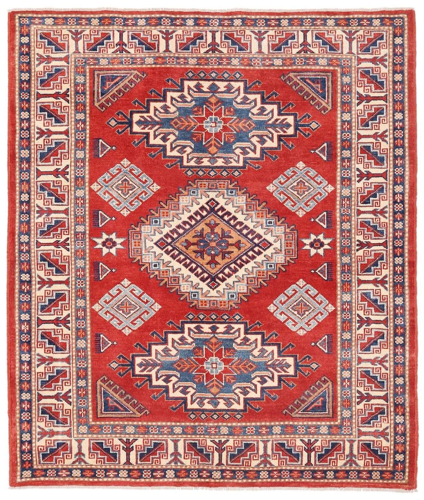 Canvello Kazak Hand-Knotted Wool Area Rug- 4'11" X 5'11"