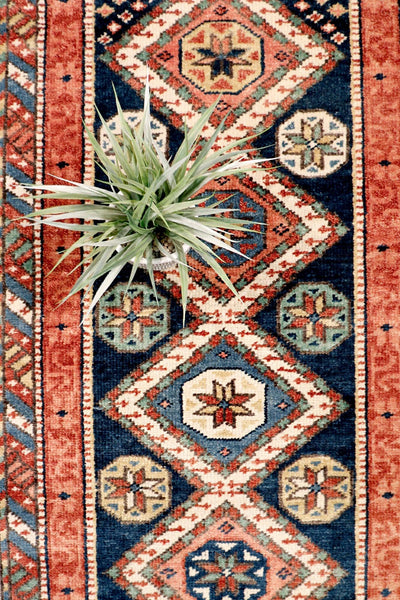 Canvello Kazak Hand-Knotted Wool Area Rug- 4' X 8'2"