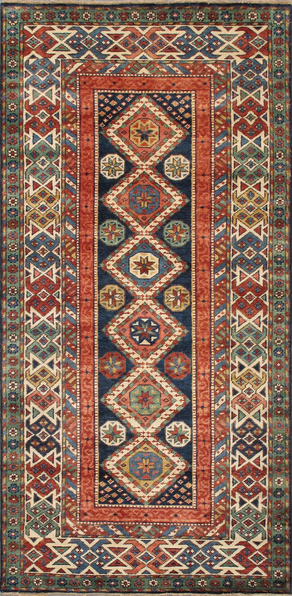 Canvello Kazak Hand - Knotted Wool Area Rug - 4' X 8'2" - Canvello