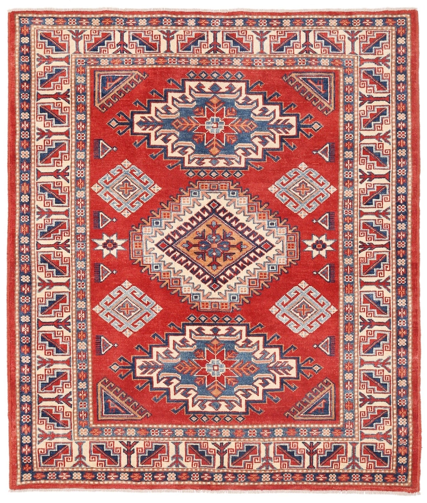 Canvello Kazak Hand - Knotted Wool Area Rug - 4'11" X 5'11" - Canvello