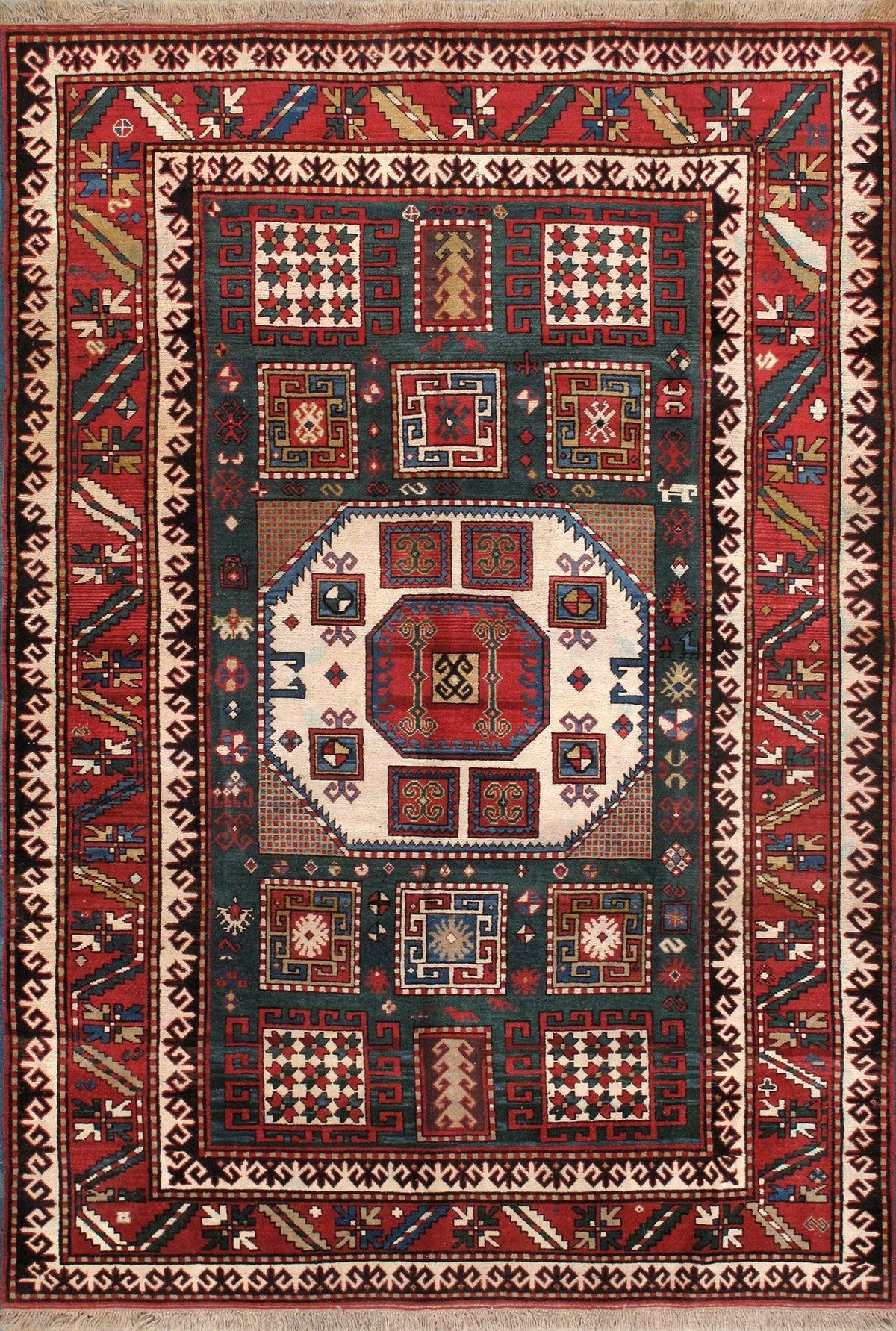 Alfombra Canvello Kazak de lana anudada a mano - 5'10" X 8'6"