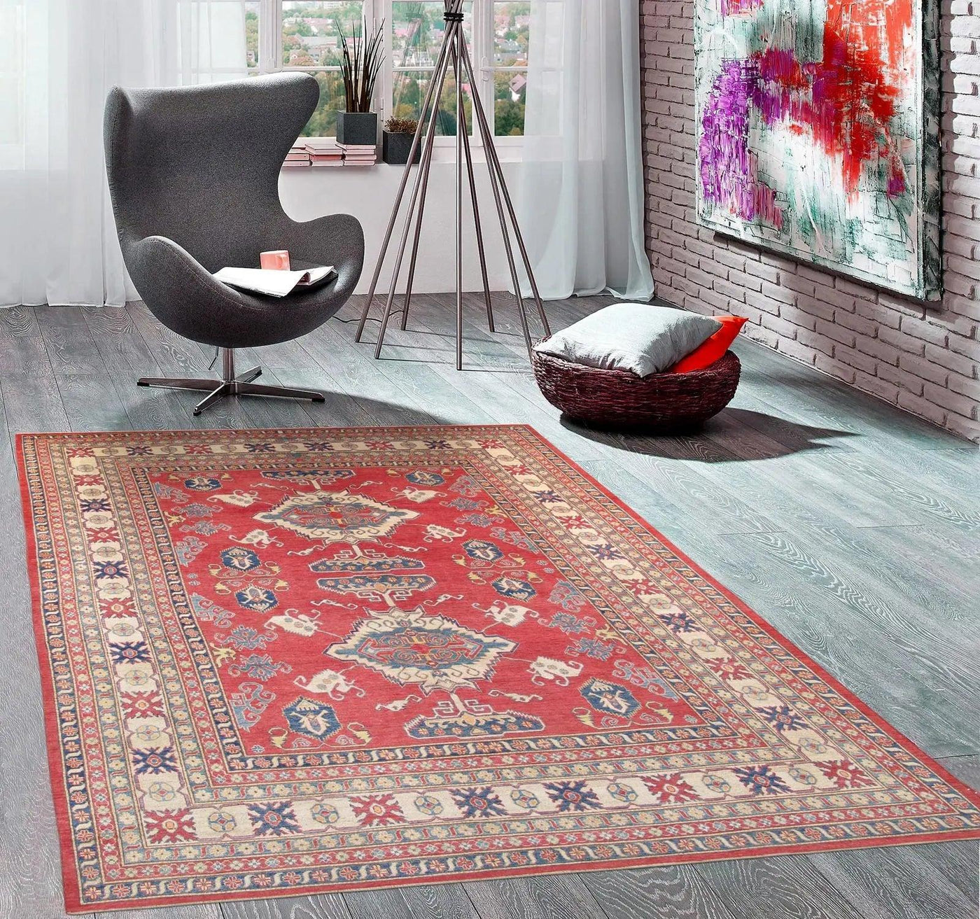 Canvello Kazak Hand - Knotted Wool Area Rug - 9'7" X 13'4" - Canvello