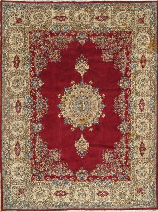 Canvello Kerman Antique Red Persian Rug - 9'4'' X 12'8''