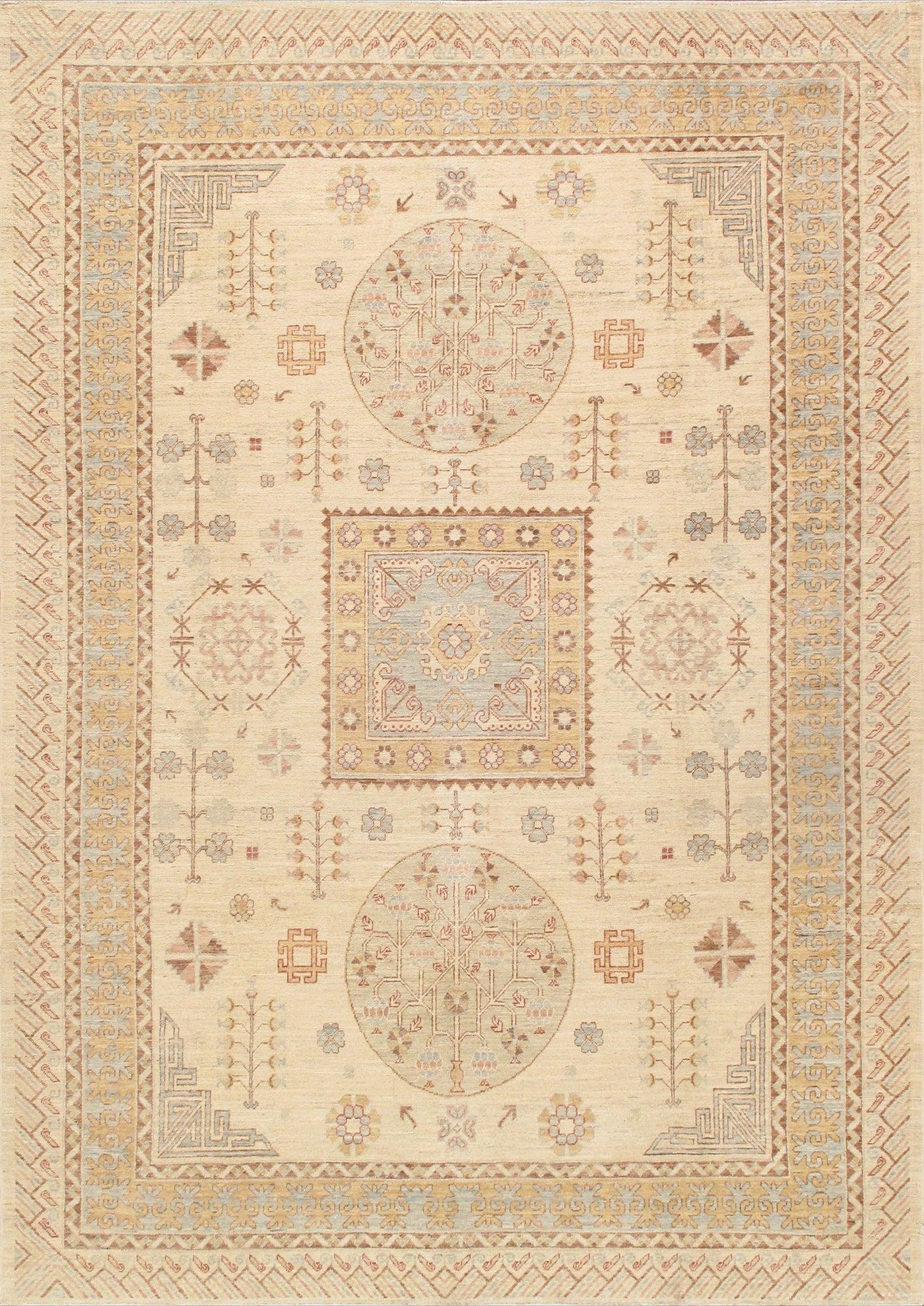 Canvello Khotan Collection Hand - Knotted Lamb's Wool Area Rug - 8'4" X 11'10" - Canvello