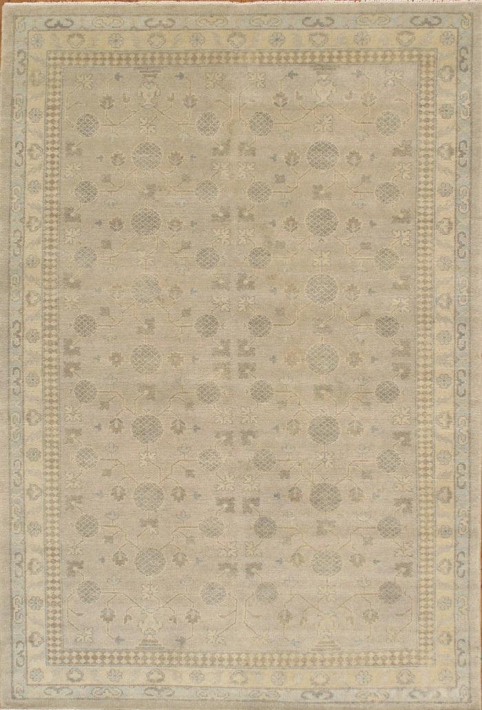 Canvello Khotan Hand - Knotted Lamb's Wool Area Rug - 6'2" X 9'1" - Canvello