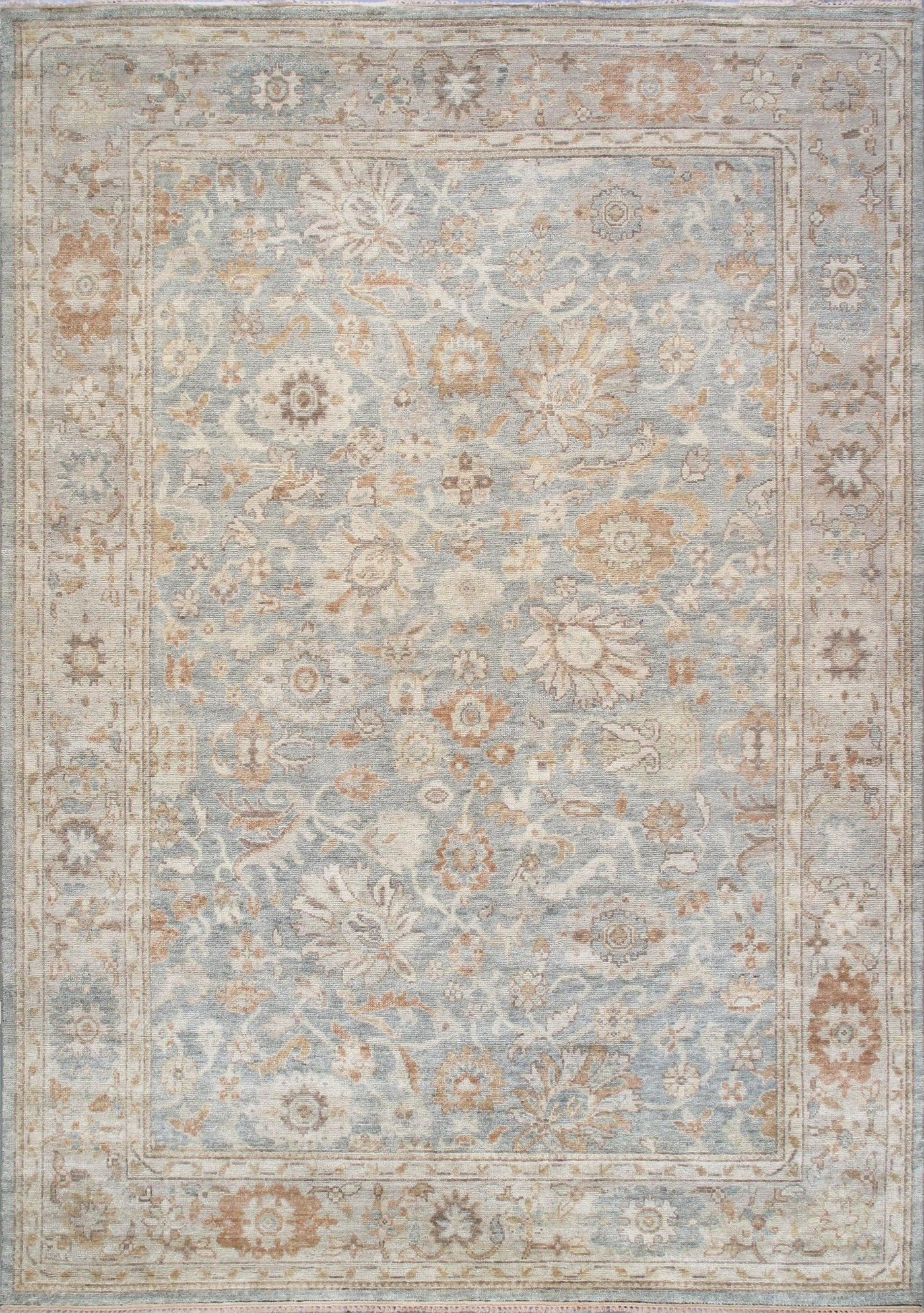 Canvello Khotan Hand - Knotted Wool Light Blue Area Rug - 10'2" X 14'2" - Canvello