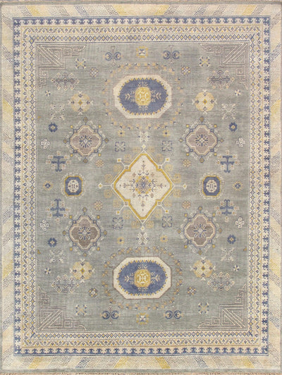 Canvello Khotan Transitional Hand-Knotted Wool Area Rug- 9'1" X 12'2"