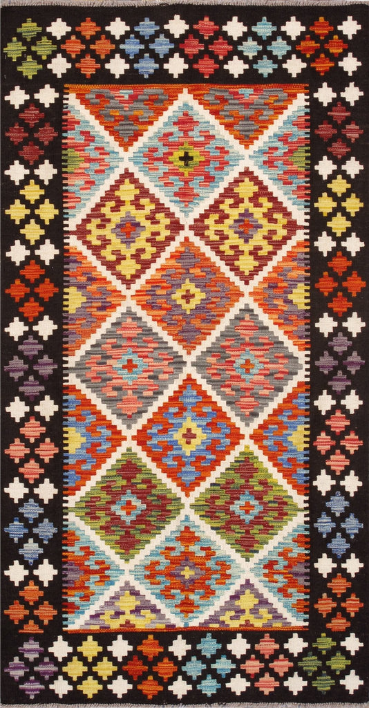 Canvello Kilim Collection Reversible Wool Multicolor Area Rug- 3'5'' X