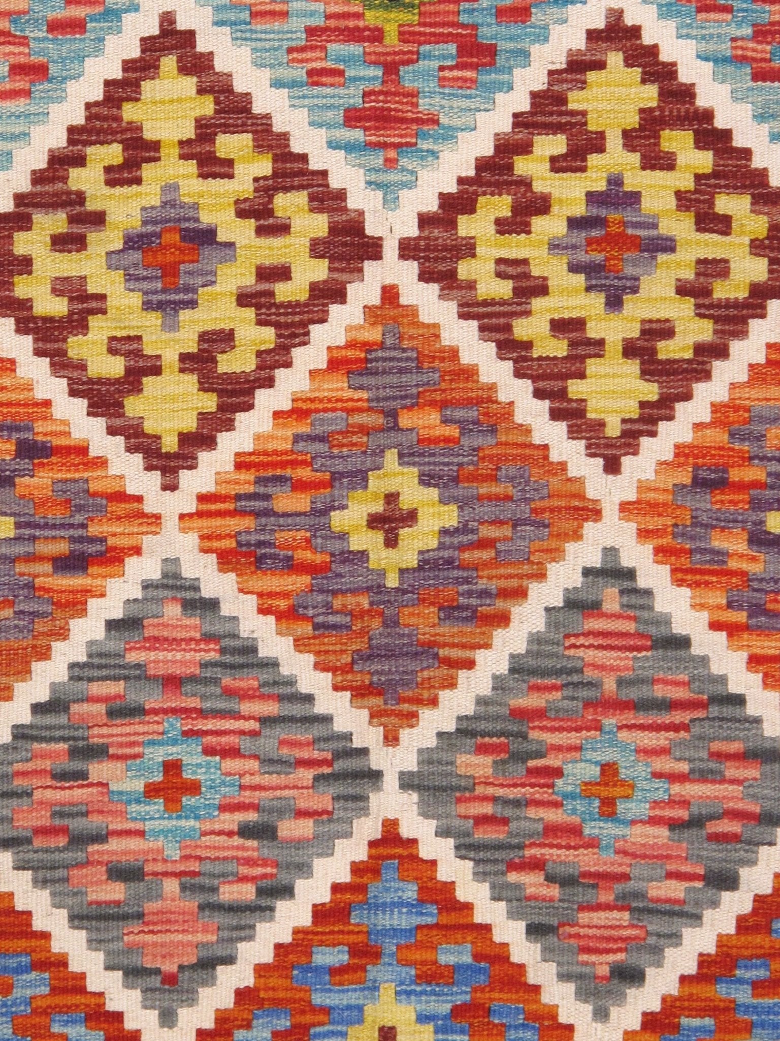 Canvello Kilim Collection Reversible Wool Multicolor Area Rug- 3'5'' X