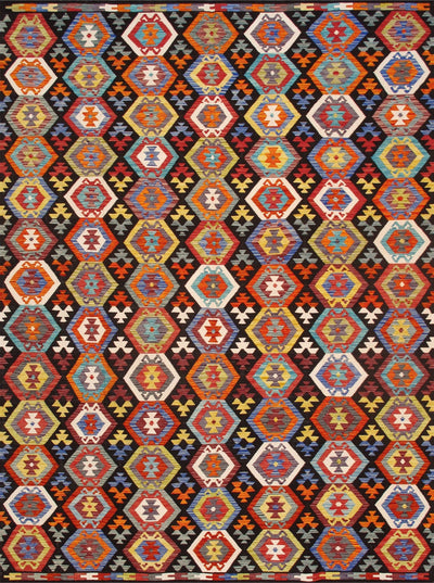 Canvello Kilim Collection Reversible Wool Multicolor Area Rug - 8'4'' X 11'1'' - Canvello