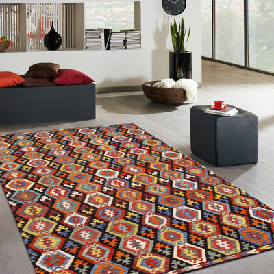 Canvello Kilim Collection Reversible Wool Multicolor Area Rug - 8'4'' X 11'1'' - Canvello