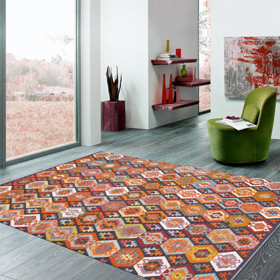 Canvello Kilim Collection Reversible Wool Multicolor Area Rug - 8'6'' X 11'3'' - Canvello