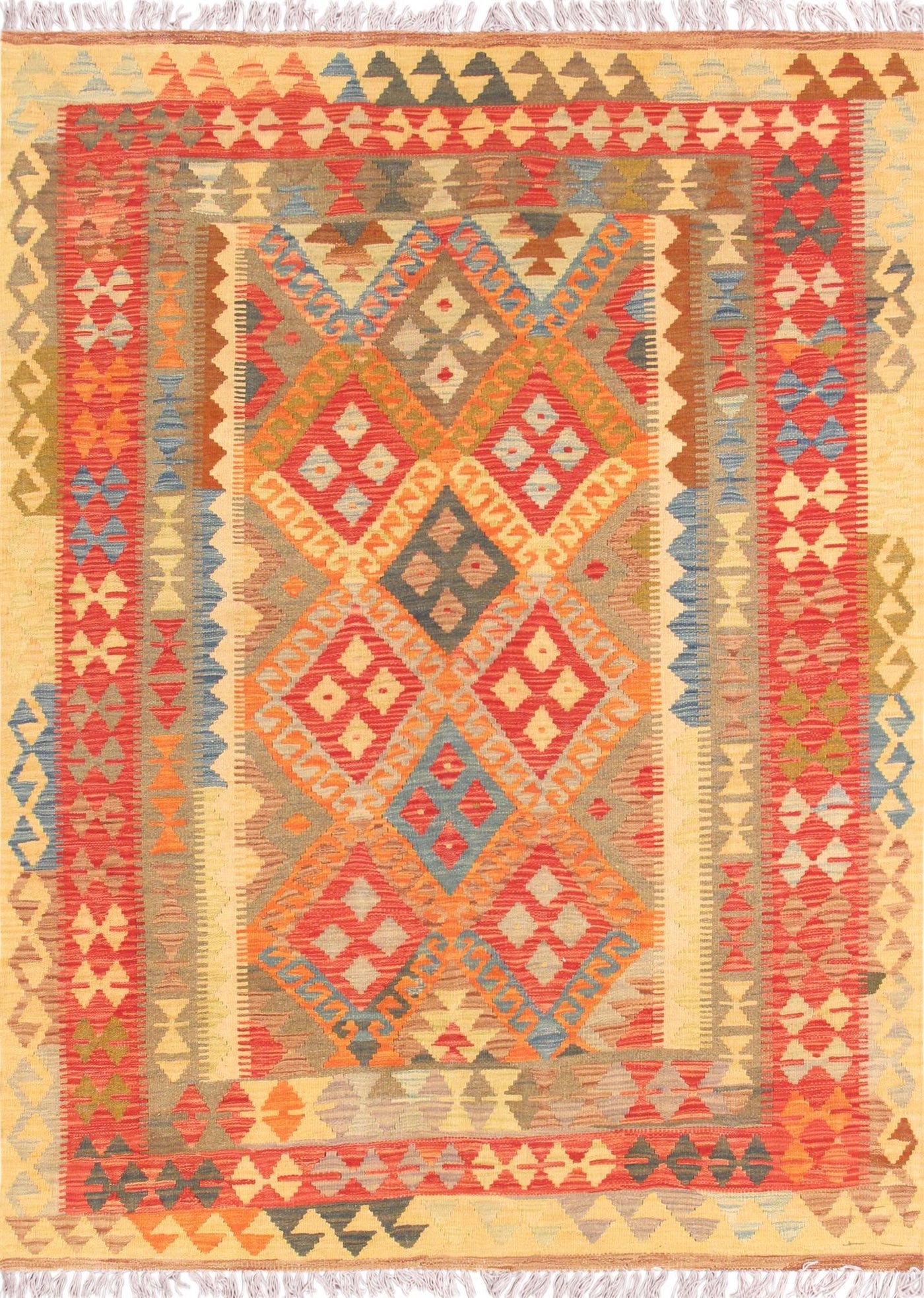 Canvello Kilim Hand - Woven Lamb's Wool Area Rug - 4'9" X 6'6" - Canvello