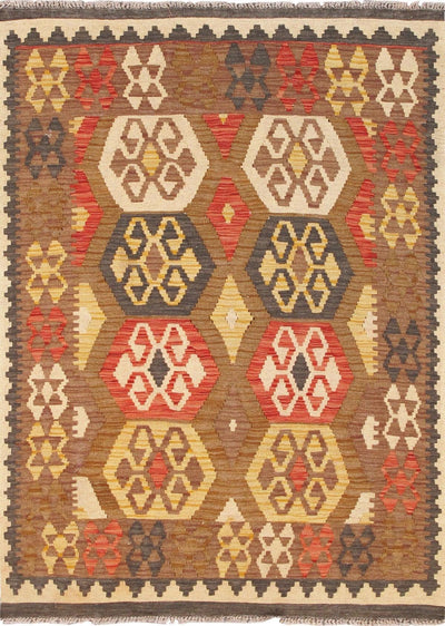 Canvello Kilim Hand-Woven Wool Area Rug- 3'7" X 4'9"