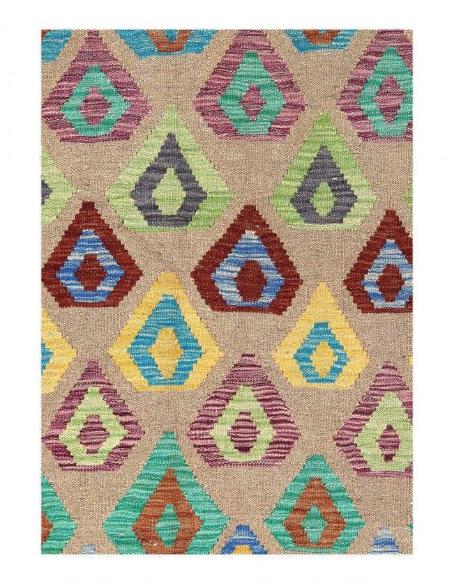 Canvello Kilim Handspun flat weave Wool Rug 3'3'' X 6'7'' - Canvello