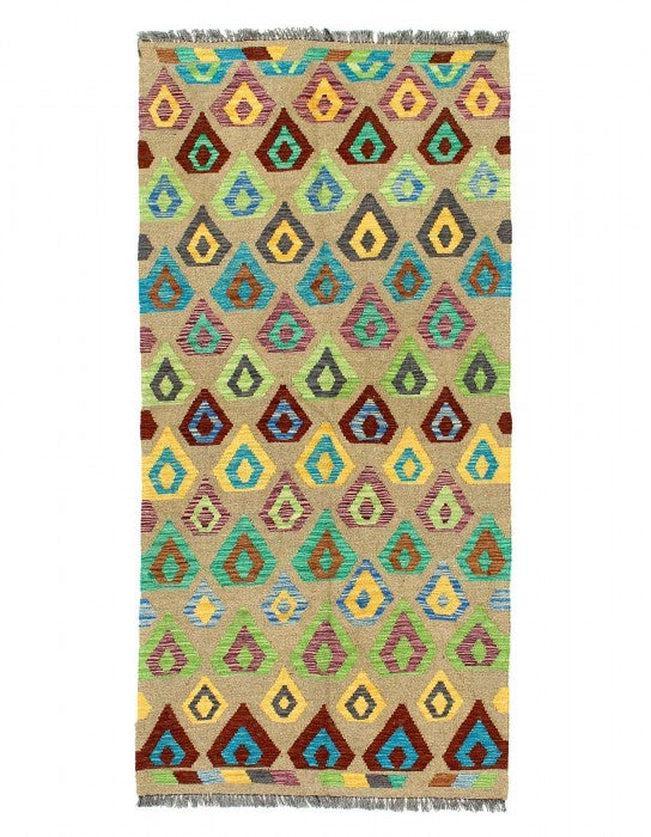 Canvello Kilim Handspun flat weave Wool Rug 3'3'' X 6'7'' - Canvello