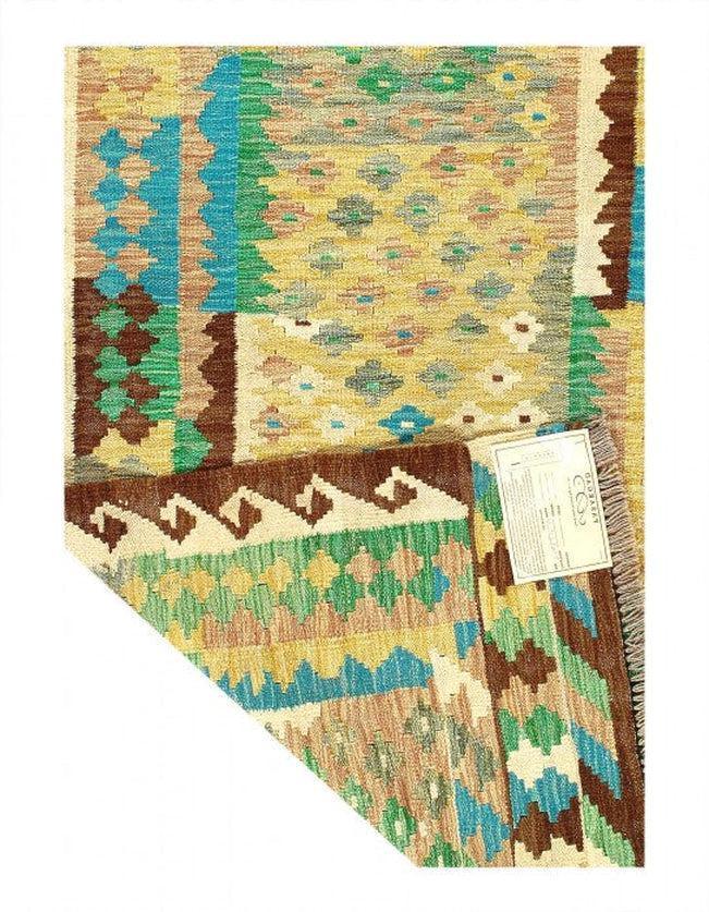 Canvello Kilim Handspun flat weave Wool Rug 3'4'' X 5'6'' - Canvello