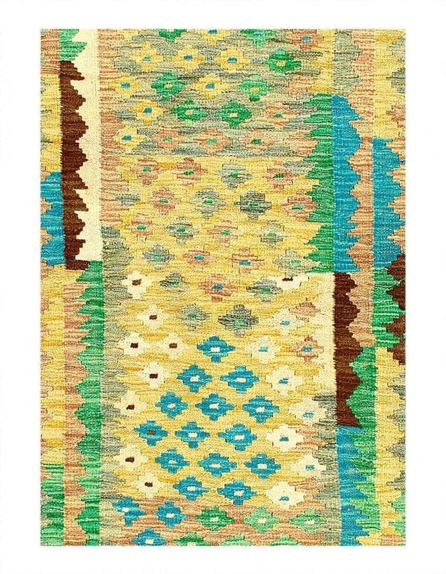 Canvello Kilim Handspun flat weave Wool Rug 3'4'' X 5'6'' - Canvello