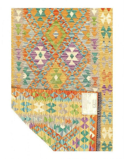 Canvello Kilim Handspun flat weave Wool Rug 3'8'' X 5'11'' - Canvello