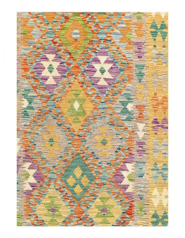 Canvello Kilim Handspun flat weave Wool Rug 3'8'' X 5'11'' - Canvello