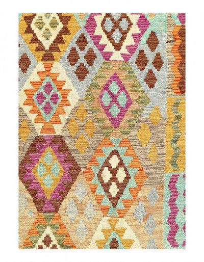 Canvello Kilim Handspun flat weave Wool Rug 4'3'' X 6' - Canvello