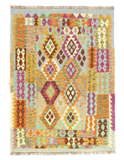 Canvello Kilim Handspun flat weave Wool Rug 4'3'' X 6' - Canvello