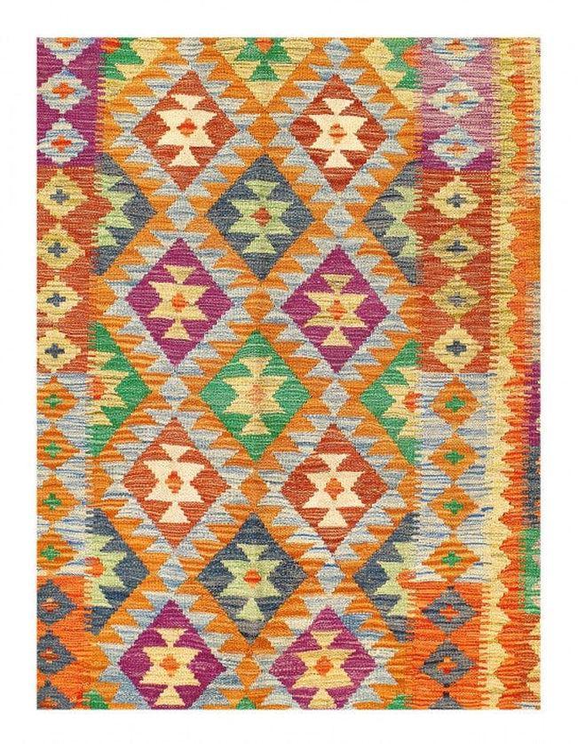 Canvello Kilim Handspun flat weave Wool Rug 5'1'' X 6'7'' - Canvello