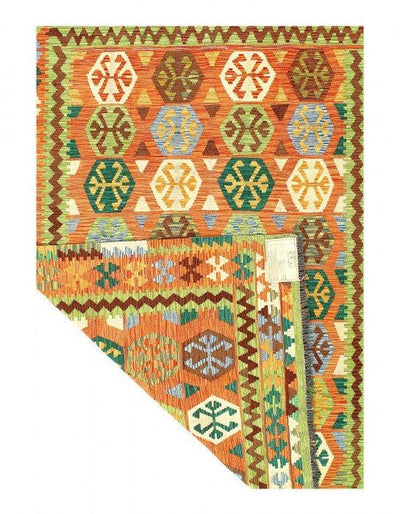 Canvello Kilim Handspun flat weave Wool Rug 5'9'' X 7'9'' - Canvello