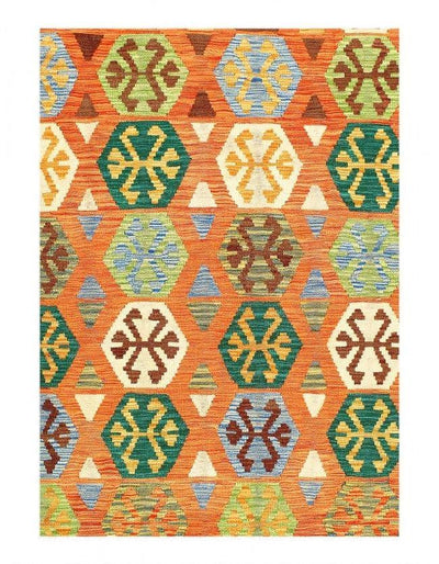 Canvello Kilim Handspun flat weave Wool Rug 5'9'' X 7'9'' - Canvello