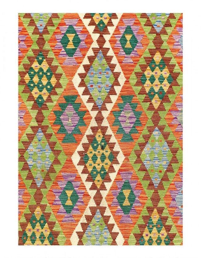 Canvello Kilim Handspun flat weave Wool Rug 6'4'' X 9'3'' - Canvello