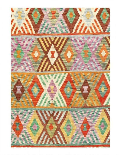 Canvello Kilim Handspun flat weave Wool Rug - 6'6'' X 9'7'' - Canvello