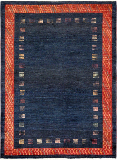 Canvello Lamb's Wool Area Blue Gabbeh Rug - 4'2" X 5'6" - Canvello