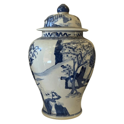 Canvello Landscape Porcelain Temple Jar - 15" x 9" x 5" - Canvello