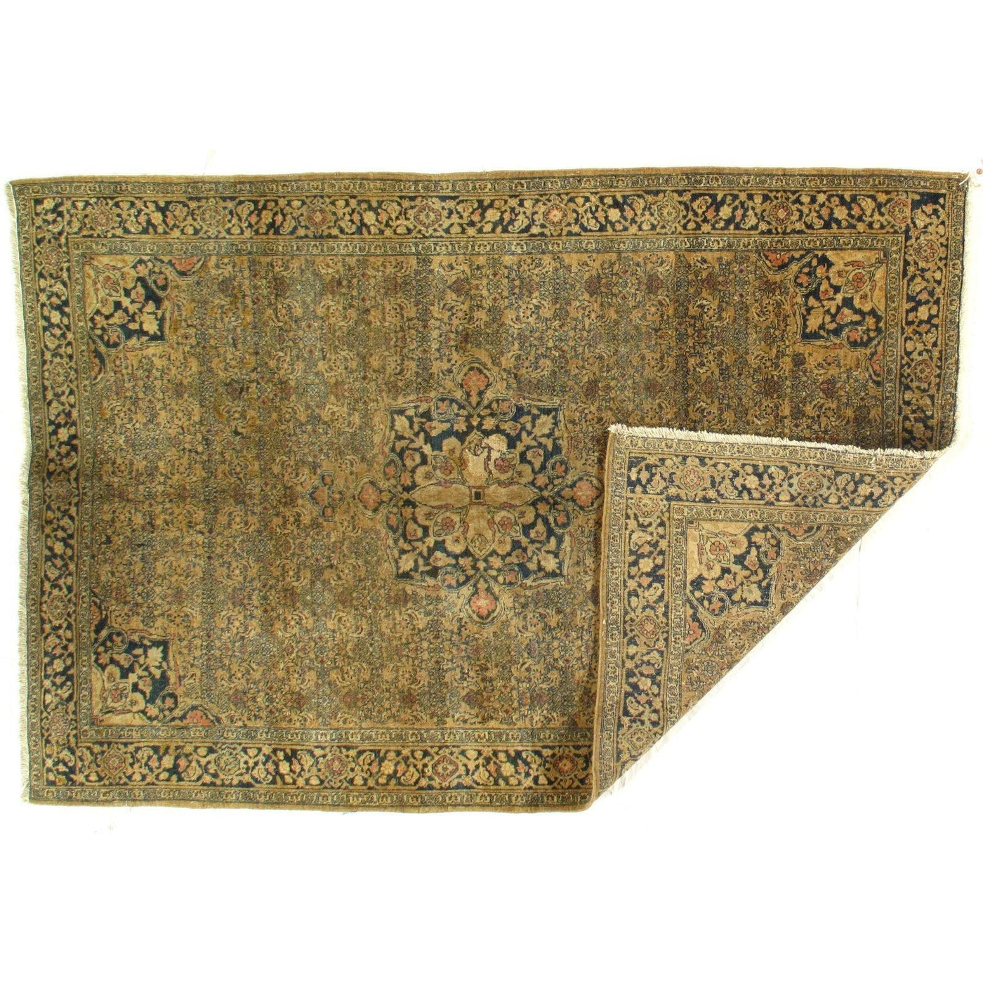 Canvello Late 19th Century Antique Bidjar Tan Rugs - 4'6" x 6'7" - Canvello