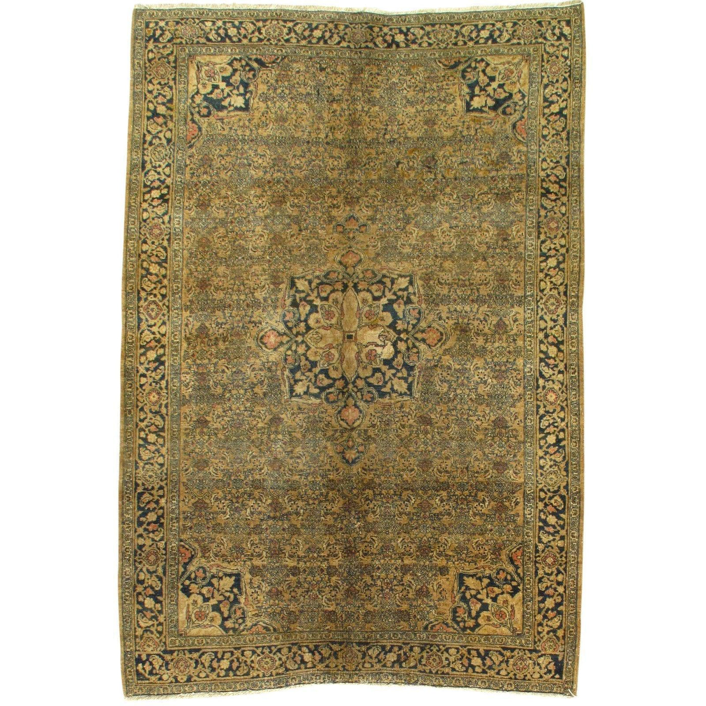 Canvello Late 19th Century Antique Bidjar Tan Rugs - 4'6" x 6'7" - Canvello