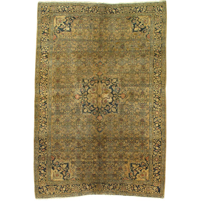 Canvello Late 19th Century Antique Bidjar Tan Rugs - 4'6" x 6'7" - Canvello