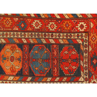 Canvello Late 19th Century Antique Russian Kazak Lambswool Rug - 3'3" x 6'8" - Canvello