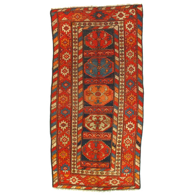 Canvello Late 19th Century Antique Russian Kazak Lambswool Rug - 3'3" x 6'8" - Canvello