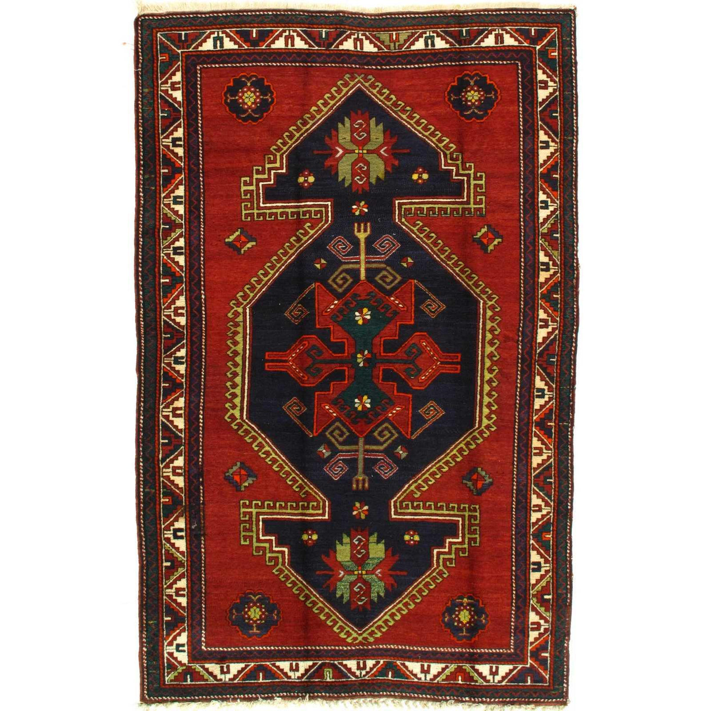 Canvello Late 19th Century Antique Russian Kazak Lambswool Rug - 5' x 8' - Canvello