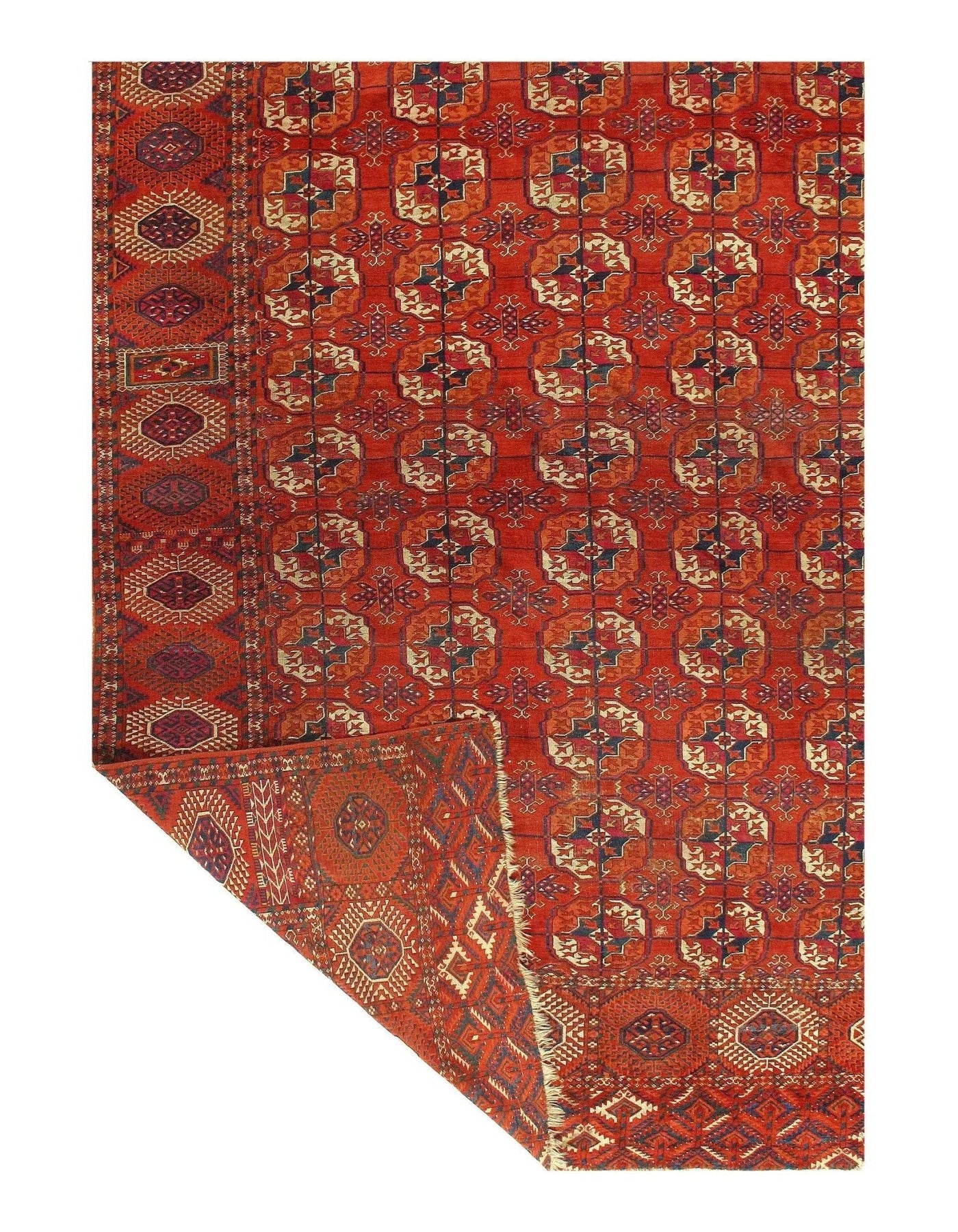 Canvello Late 19th Century Antique Russian Tekkeh Rug - 7'1" x 11'9" - Canvello