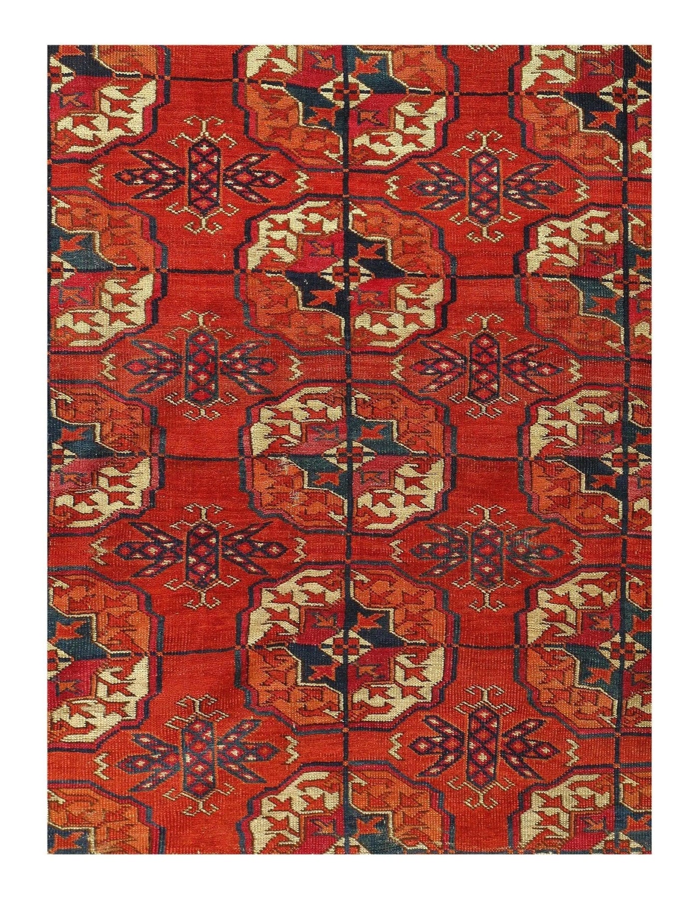 Canvello Late 19th Century Antique Russian Tekkeh Rug - 7'1" x 11'9" - Canvello