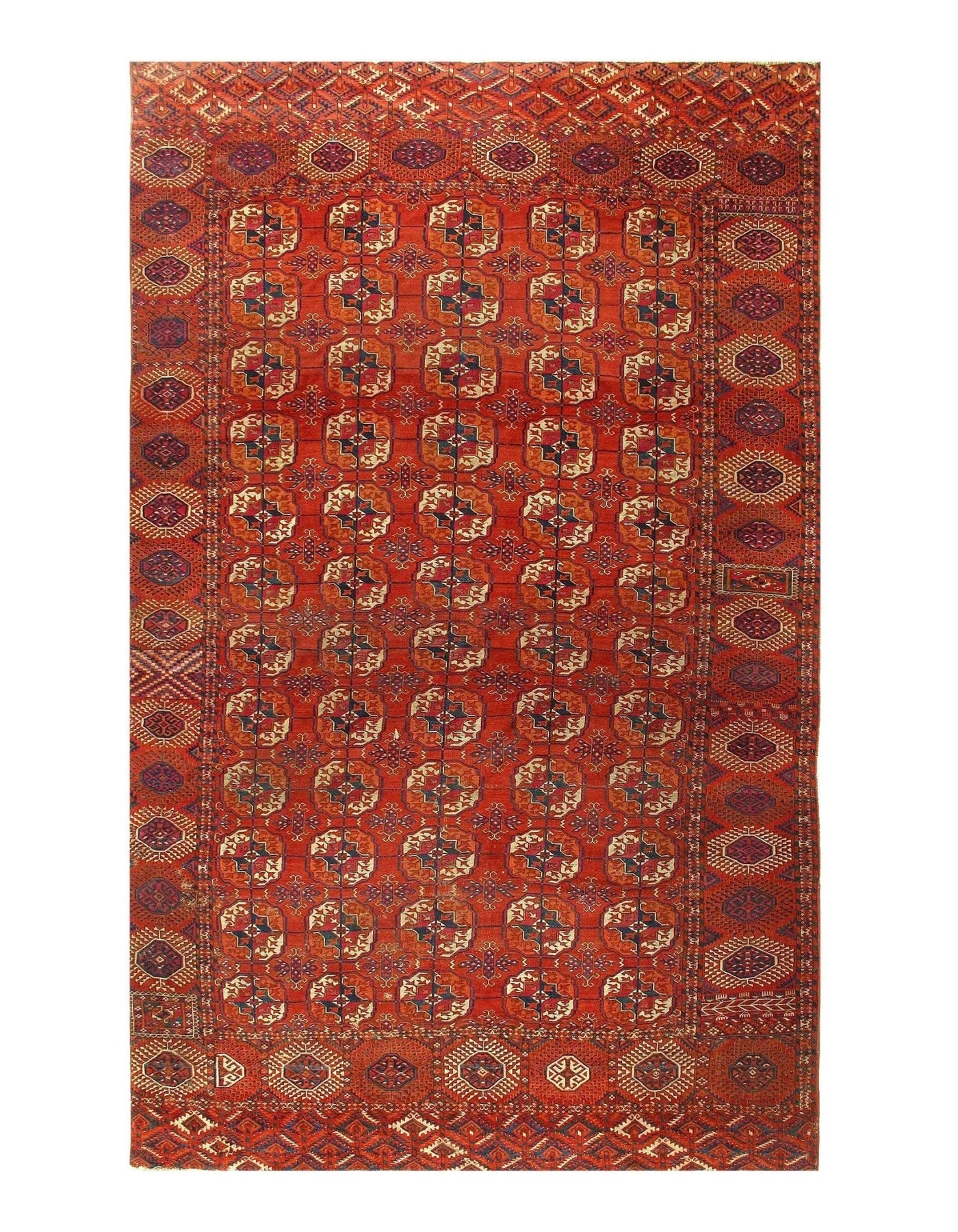 Canvello Late 19th Century Antique Russian Tekkeh Rug - 7'1" x 11'9" - Canvello