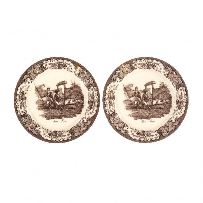 Canvello Late 20th Century Vintage Decorative Hunting Plates - Pair