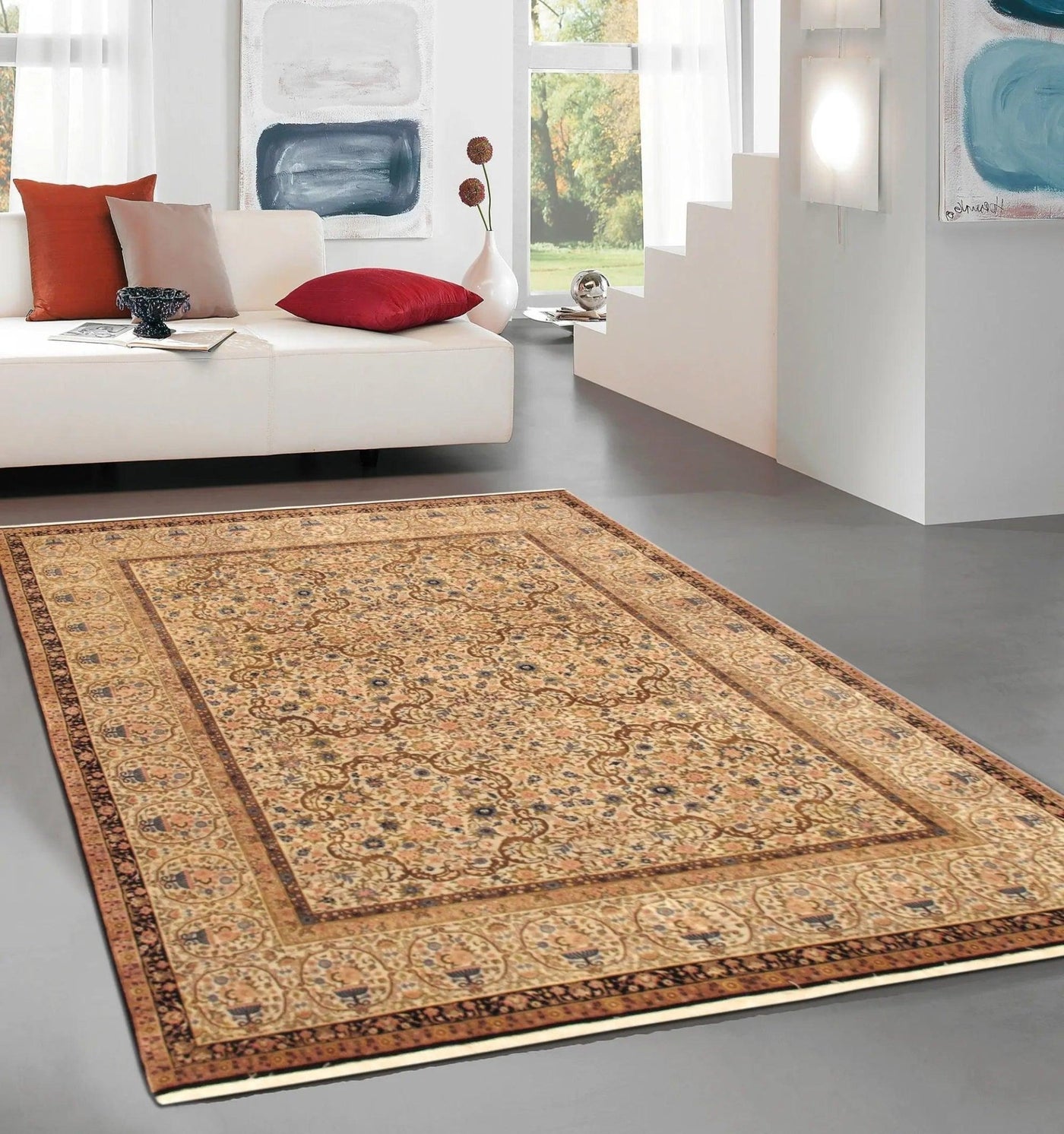 Canvello Lavar Collection Hand - Knotted Lamb's Wool Area Rug - 13'9" X 15'4" - Canvello