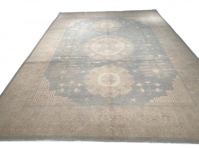 Canvello Light Blue Fine Hand Knotted Khotan 9'6'' X 13'2'' - Canvello