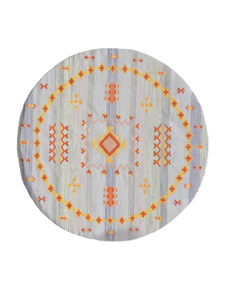 Canvello Light Blue Fine Hand Knotted Moroccon Round Rug 5' X 5' - Canvello