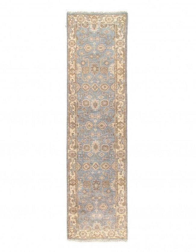 Canvello Light Blue Fine Hand Knotted Oushak Runner 2'7'' X 9'11'' - Canvello