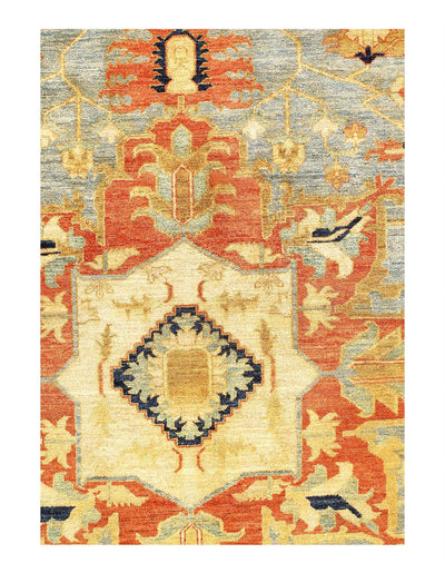 Canvello Light blue Fine Hand Knotted Serapi Design Rug - 9' x 12' - Canvello