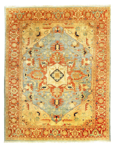 Canvello Light blue Fine Hand Knotted Serapi Design Rug - 9' x 12' - Canvello